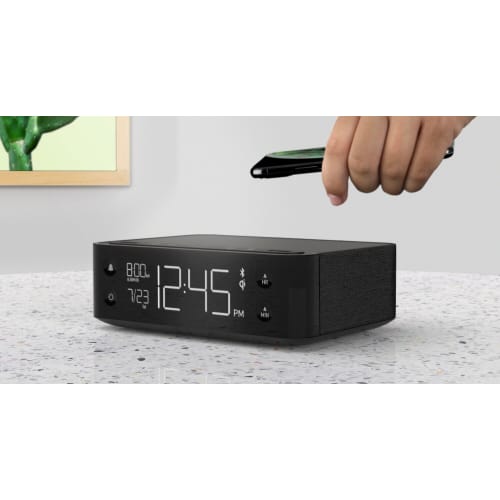 NonStop Station A Alarm Clock with Qi Wireless Charging, USB and USB-C, Walnut Sand